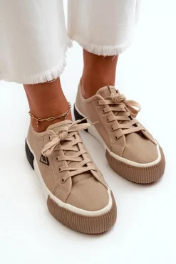 Niskie Trampki Damskie Brązowe Enalae