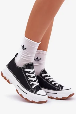 Niskie Trampki Damskie Na Platformie Czarne Aradwin