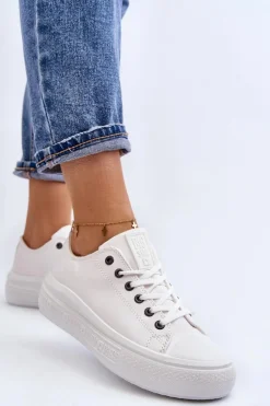 Niskie Trampki Damskie Ocieplane Białe Big Star MM274029