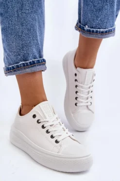 Niskie Trampki Damskie Ocieplane Białe Big Star MM274029