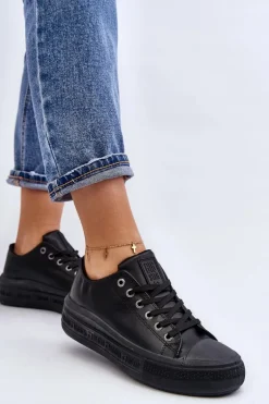 Niskie Trampki Damskie Ocieplane Czarne Big Star MM274031