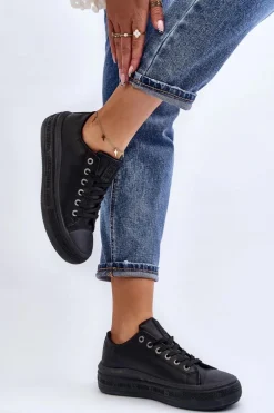 Niskie Trampki Damskie Ocieplane Czarne Big Star MM274031