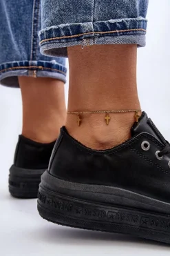 Niskie Trampki Damskie Ocieplane Czarne Big Star MM274031