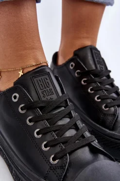Niskie Trampki Damskie Ocieplane Czarne Big Star MM274031