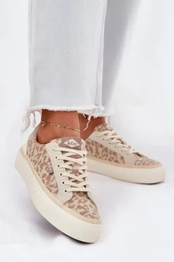 Niskie Trampki Damskie Panterka Lee Cooper LCW-25-02-3330L Beżowe