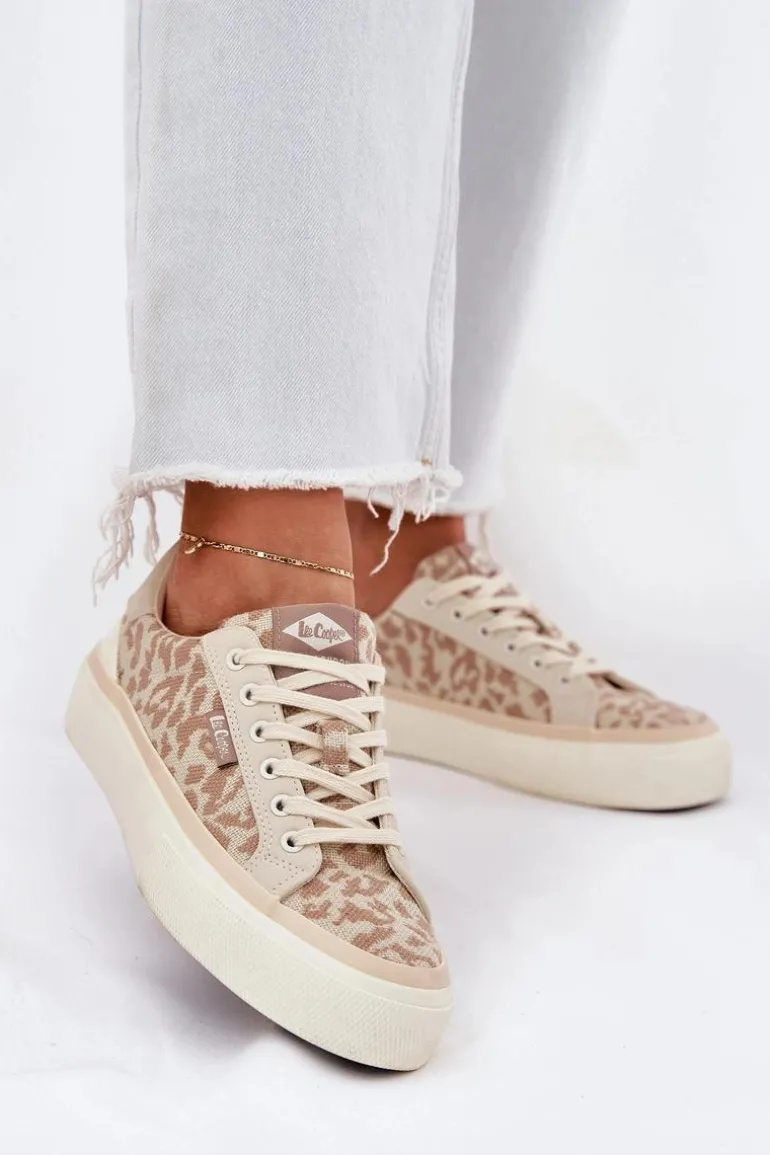 Niskie Trampki Damskie Panterka Lee Cooper LCW-25-02-3330L Beżowe