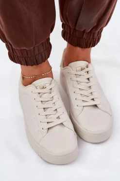 Niskie Trampki Damskie Z Eko Skóry Big Star NN274578 Beżowe