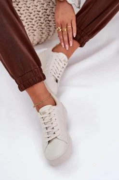 Niskie Trampki Damskie Z Eko Skóry Big Star NN274578 Beżowe