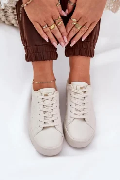 Niskie Trampki Damskie Z Eko Skóry Big Star NN274578 Beżowe