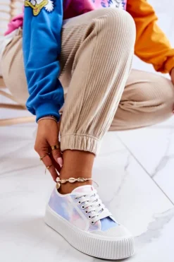 Niskie Trampki Na Platformie Niebiesko-Różowe Mischa