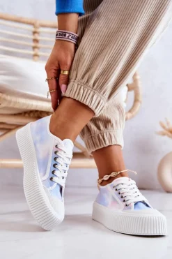 Niskie Trampki Na Platformie Niebiesko-Różowe Mischa