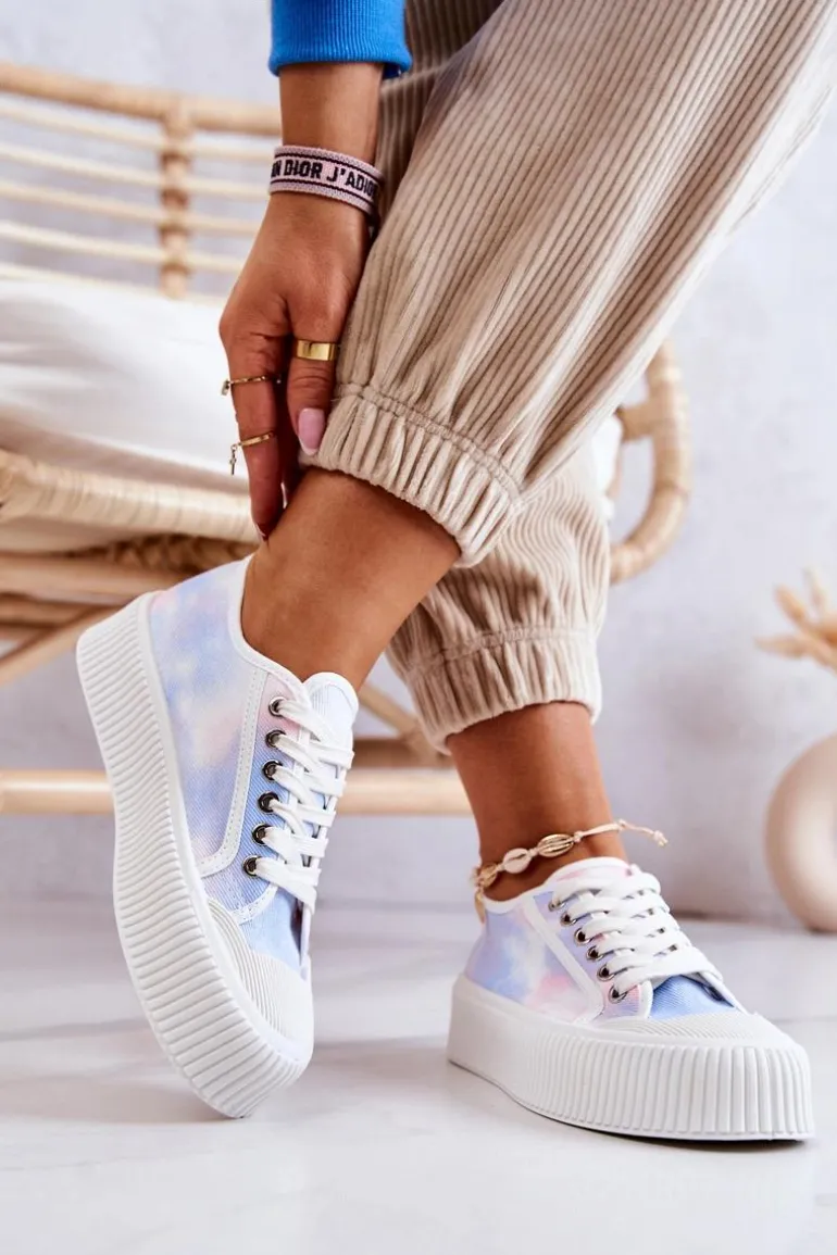 Niskie Trampki Na Platformie Niebiesko-Różowe Mischa