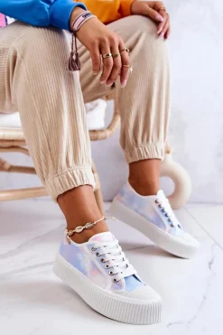 Niskie Trampki Na Platformie Niebiesko-Różowe Mischa