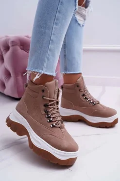 Obuwie Trekkingowe Damskie Trapery Beżowe Greem