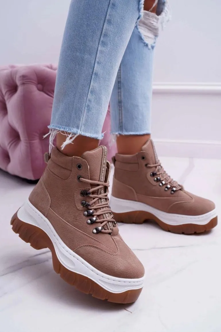 Obuwie Trekkingowe Damskie Trapery Beżowe Greem