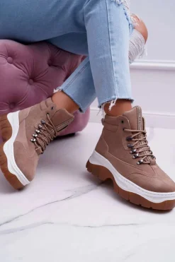 Obuwie Trekkingowe Damskie Trapery Beżowe Greem