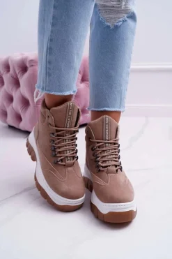 Obuwie Trekkingowe Damskie Trapery Beżowe Greem