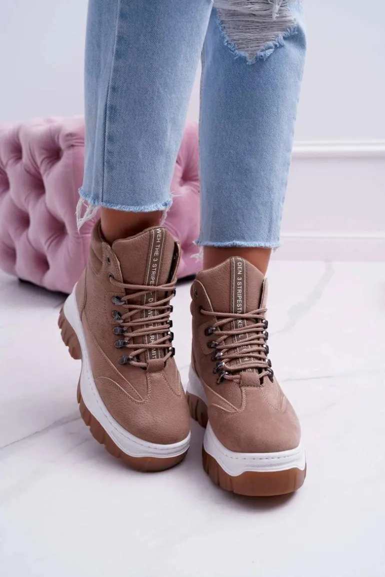 Obuwie Trekkingowe Damskie Trapery Beżowe Greem