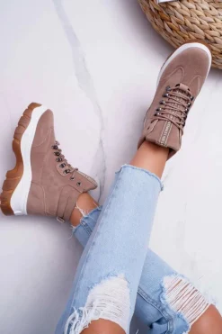 Obuwie Trekkingowe Damskie Trapery Beżowe Greem