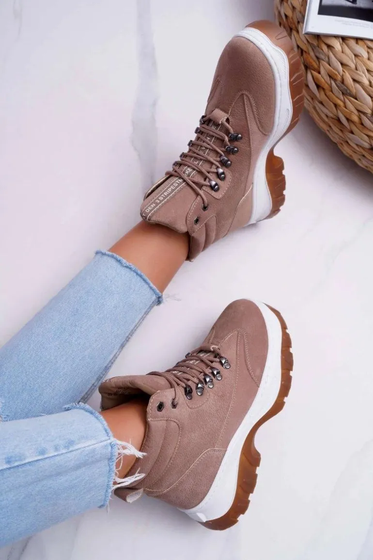 Obuwie Trekkingowe Damskie Trapery Beżowe Greem