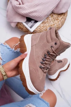 Obuwie Trekkingowe Damskie Trapery Beżowe Greem