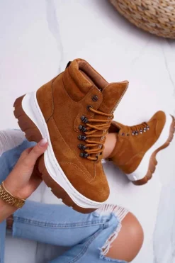 Obuwie Trekkingowe Trapery Damskie Camel Greem