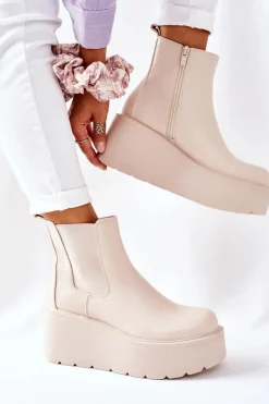 Ocieplane Botki Beżowe Montiano