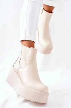 Ocieplane Botki Beżowe Montiano