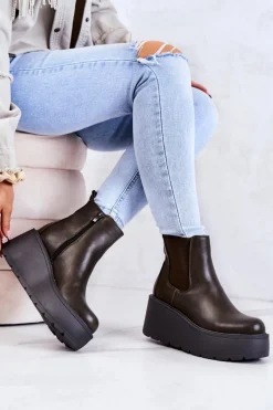 Ocieplane Botki Ciemnozielone Montiano