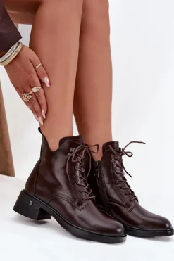 Ocieplane Botki Damskie Na Klocku Vinceza 58602 Czekoladowe