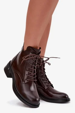 Ocieplane Botki Damskie Na Klocku Vinceza 58602 Czekoladowe