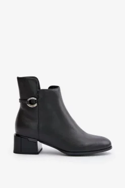 Ocieplane Botki Damskie Na Obcasie Zapinane Na Zamek Czarne Vinceza 66724