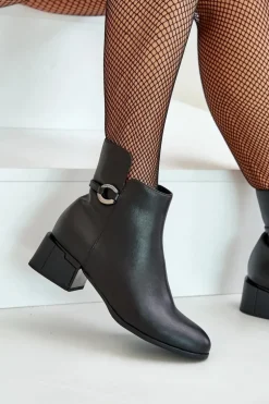 Ocieplane Botki Damskie Na Obcasie Zapinane Na Zamek Czarne Vinceza 66724