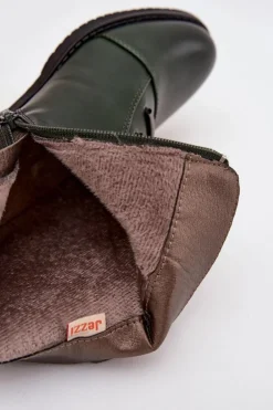 Ocieplane Botki Damskie Na Płaskim Obcasie Zielone Labise