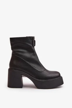 Ocieplane Botki Damskie Na Platformie I Słupku Czarne Vinceza 66715