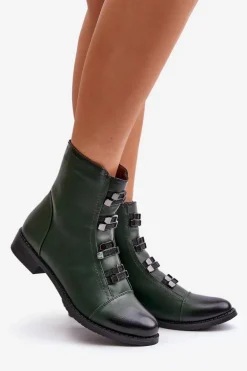 Ocieplane Botki Damskie Na Zamek Zielone Evalith