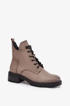 Ocieplane Botki Damskie Na Klocku Vinceza 58609 Szare