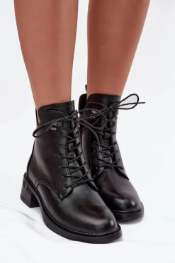 Ocieplane Botki Damskie Na Klocku Vinceza 58602 Czarne