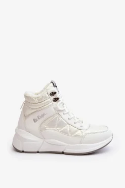 Ocieplane Botki Damskie Na Platformie Lee Cooper LCJ-23-44-1983L Białe