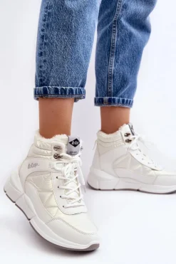 Ocieplane Botki Damskie Na Platformie Lee Cooper LCJ-23-44-1983L Białe