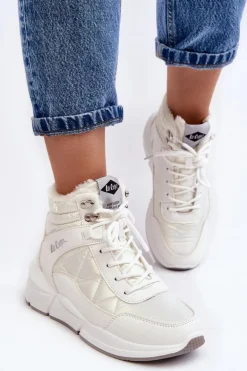 Ocieplane Botki Damskie Na Platformie Lee Cooper LCJ-23-44-1983L Białe