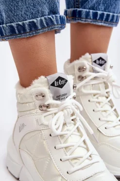 Ocieplane Botki Damskie Na Platformie Lee Cooper LCJ-23-44-1983L Białe