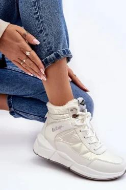 Ocieplane Botki Damskie Na Platformie Lee Cooper LCJ-23-44-1983L Białe