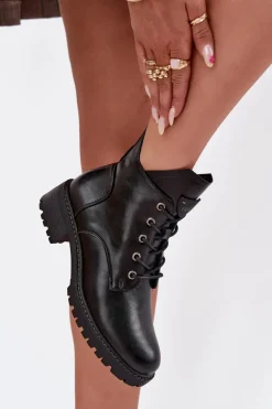 Ocieplane Botki Damskie Na Klocku Vinceza 58609 Czarne