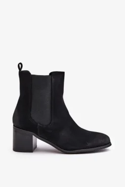 Ocieplane Botki Damskie Na Słupku Czarne Radeya