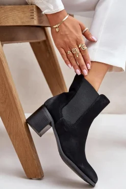 Ocieplane Botki Damskie Na Słupku Czarne Radeya