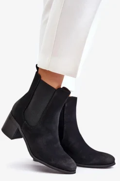 Ocieplane Botki Damskie Na Słupku Czarne Radeya