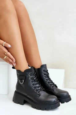 Ocieplane Botki Damskie Ze Skóry Naturalnej Vinceza 41460 Czarne