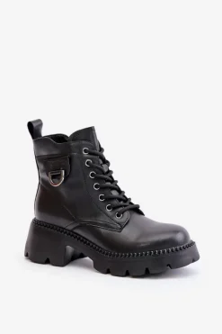 Ocieplane Botki Damskie Ze Skóry Naturalnej Vinceza 41460 Czarne