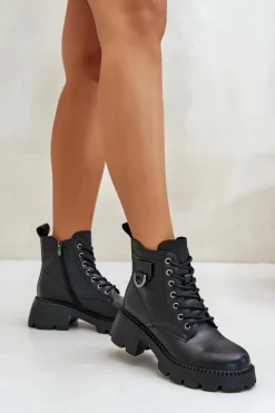 Ocieplane Botki Damskie Ze Skóry Naturalnej Vinceza 41460 Czarne